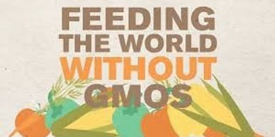 A poster with the words " feeding the world without gmos ".