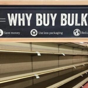 A sign that says why buy bulk ?
