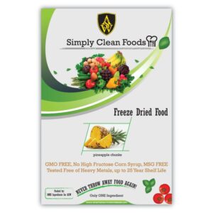 A poster of fresh fruit and the words " simply clean foods."