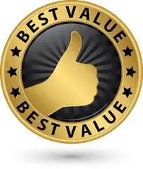 A gold and black award with the thumbs up symbol.