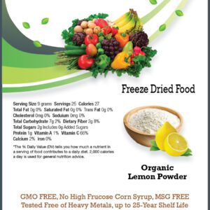 Poster showing details of Organic Lemon Powder