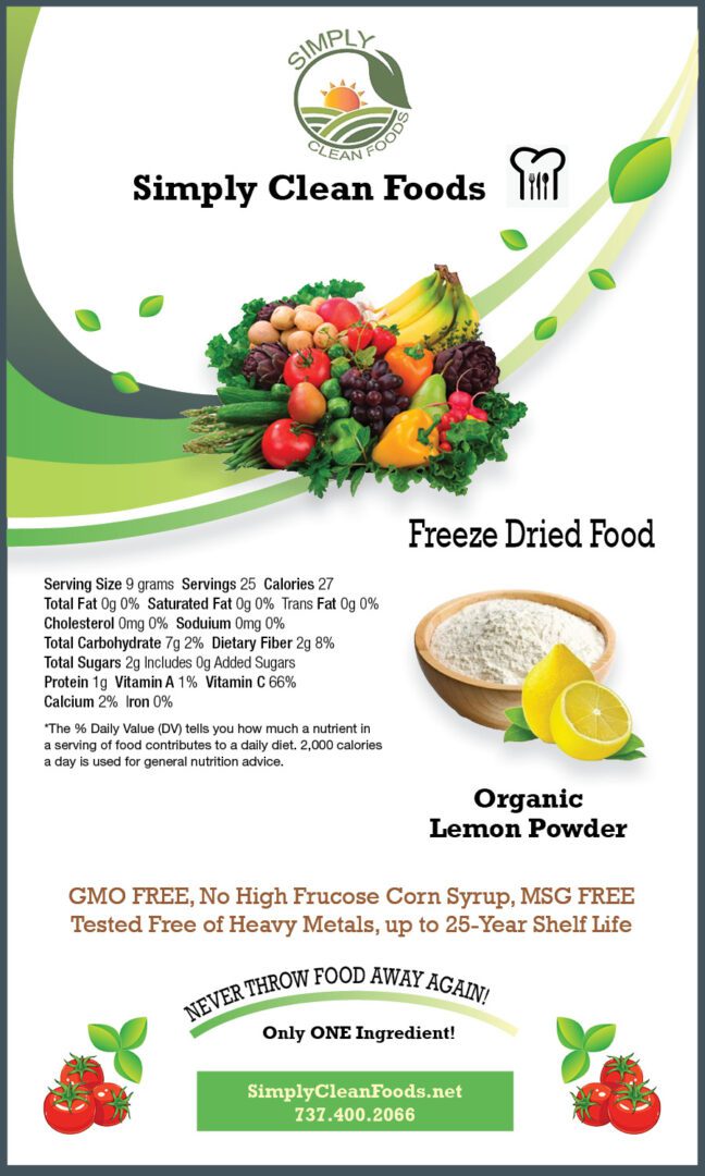 Poster showing details of Organic Lemon Powder